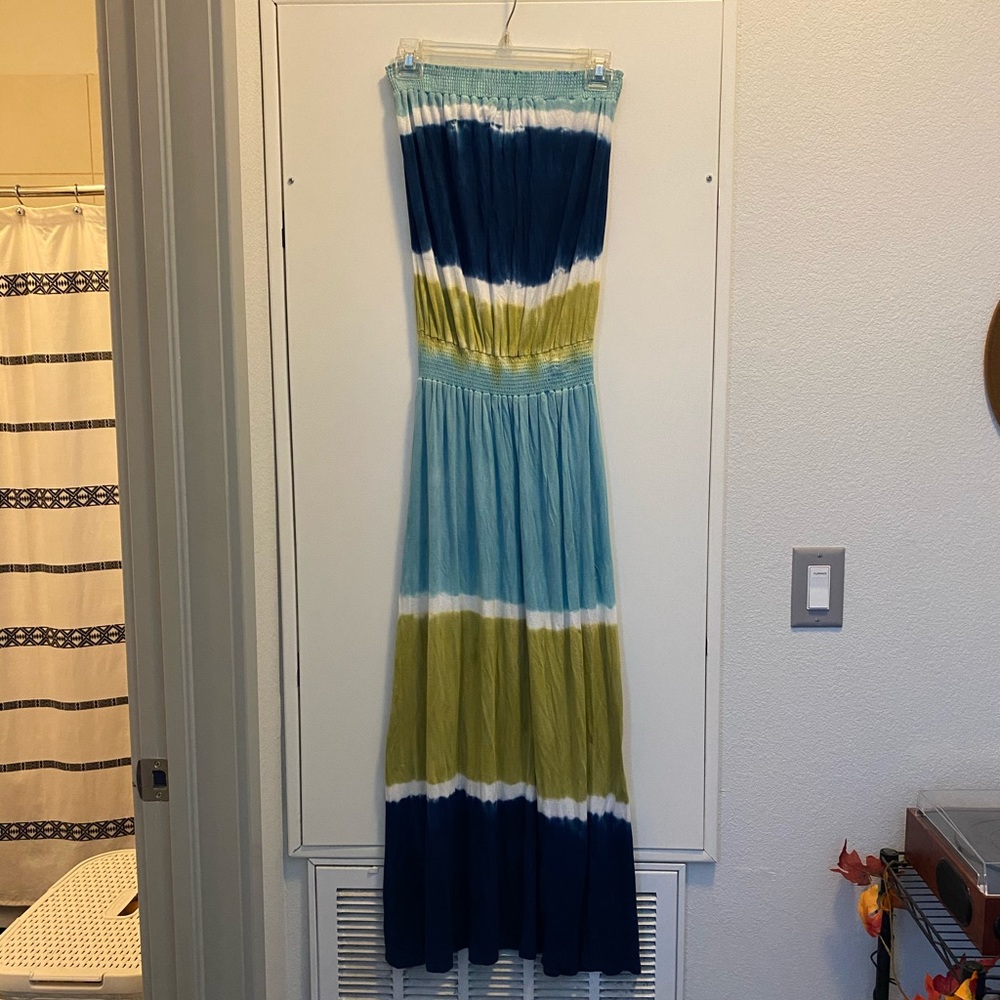 Tie Dye Tube Top Maxi Dress